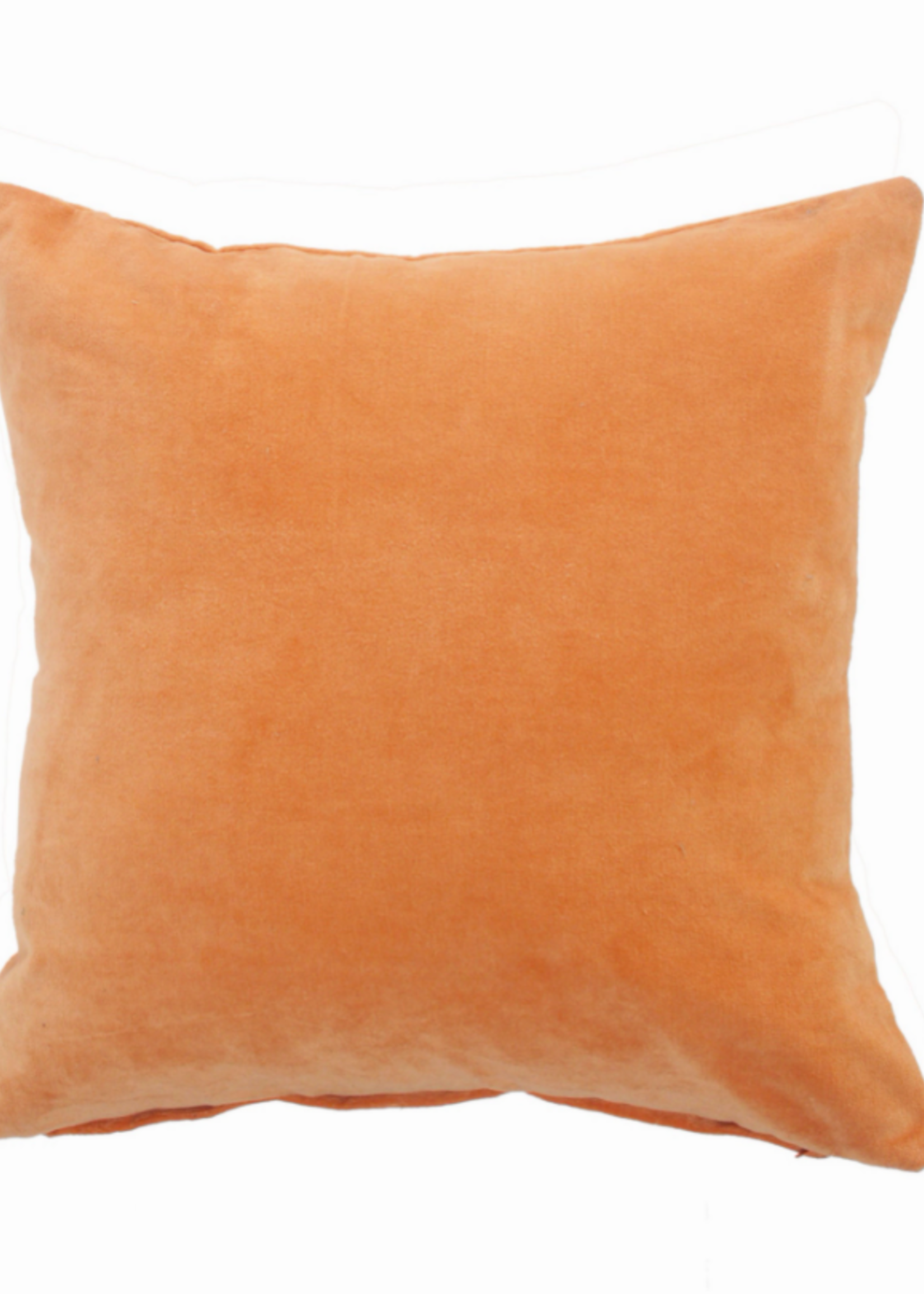 Solid Peach Velveteen Cotton Throw Pillow