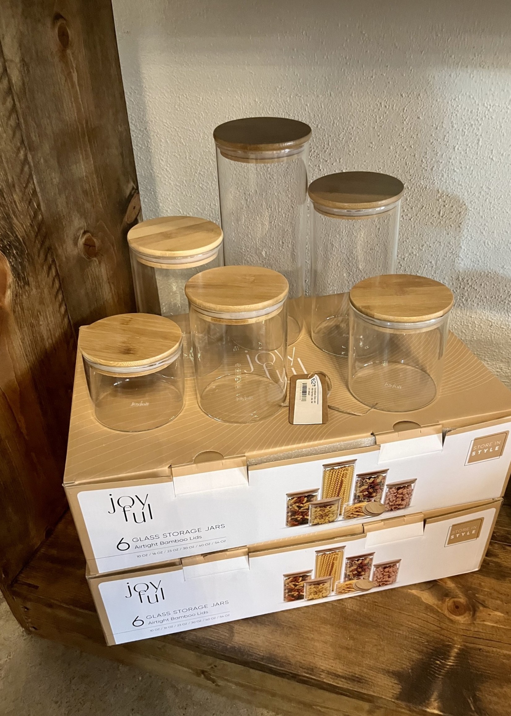Borosilicate Glass Jars With Bamboo Lids, Set of 6  default