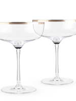 Twine Set of 2 copper rim crystal champagne coupes