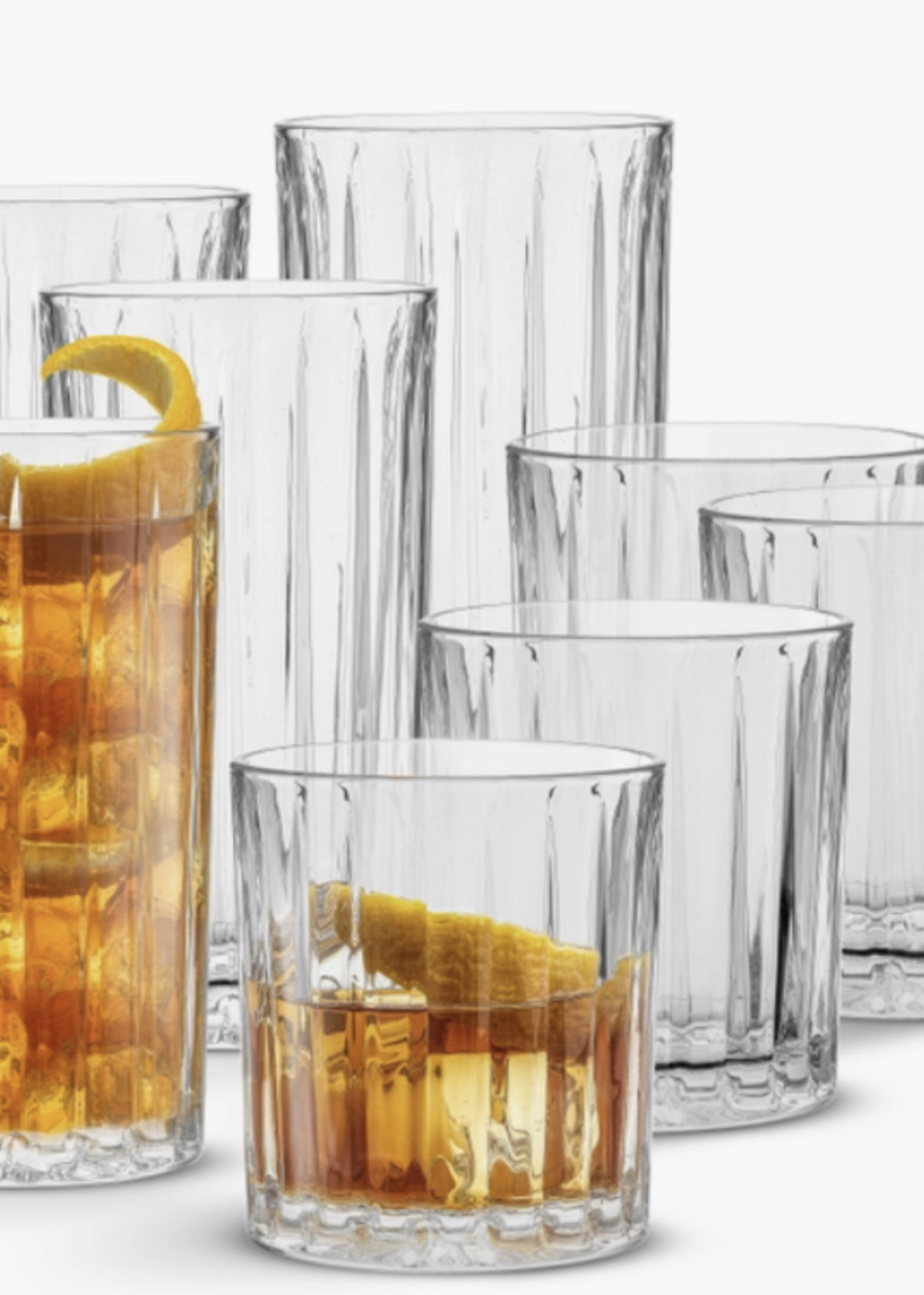 8 Piece ribbed glass drinkware set