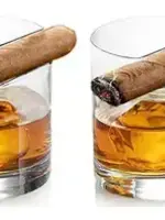 Cigar Holder Whiskey Glasses - Set of 2
