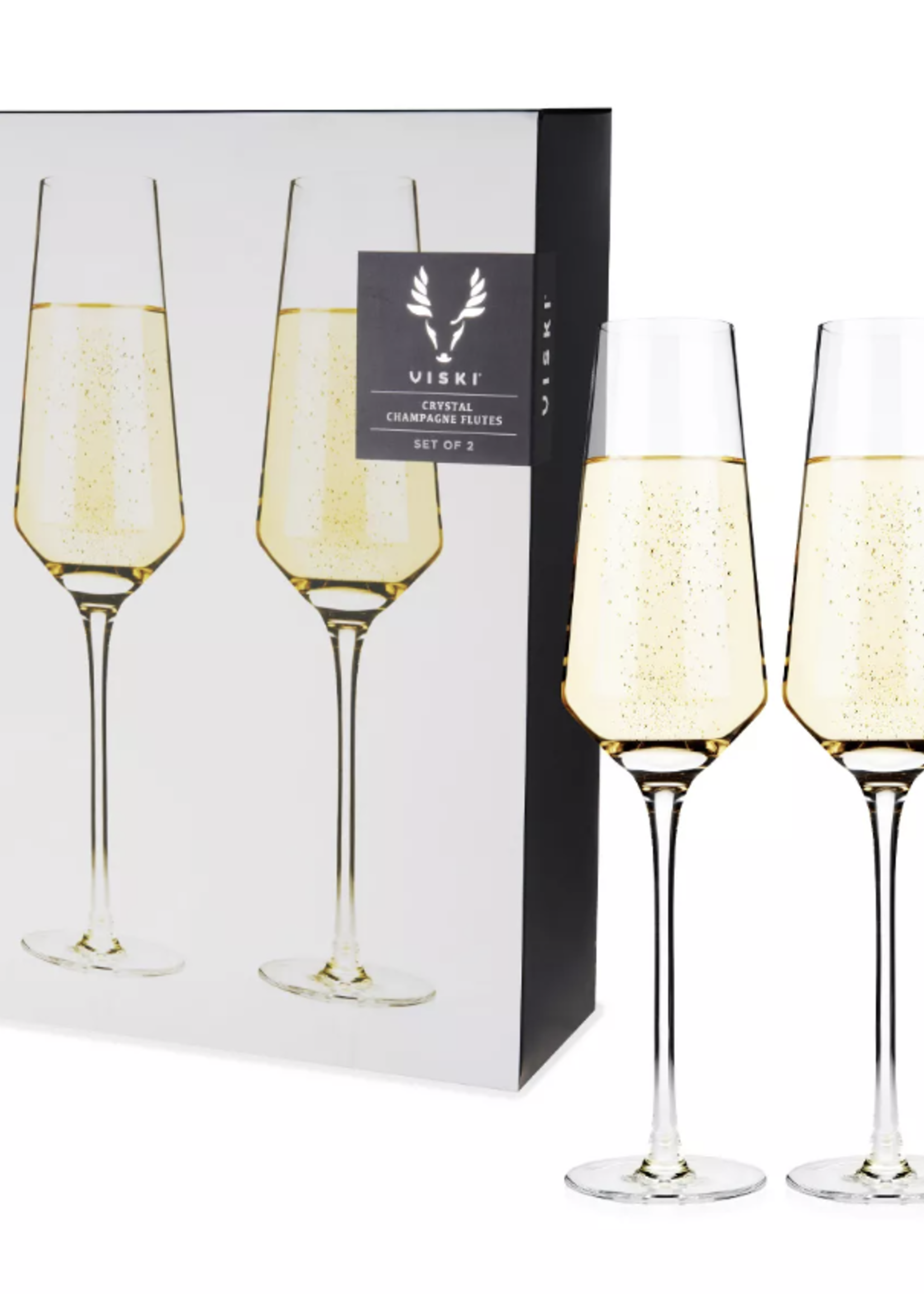 Viski Raye Crystal Champagne Flutes (Set of 2)