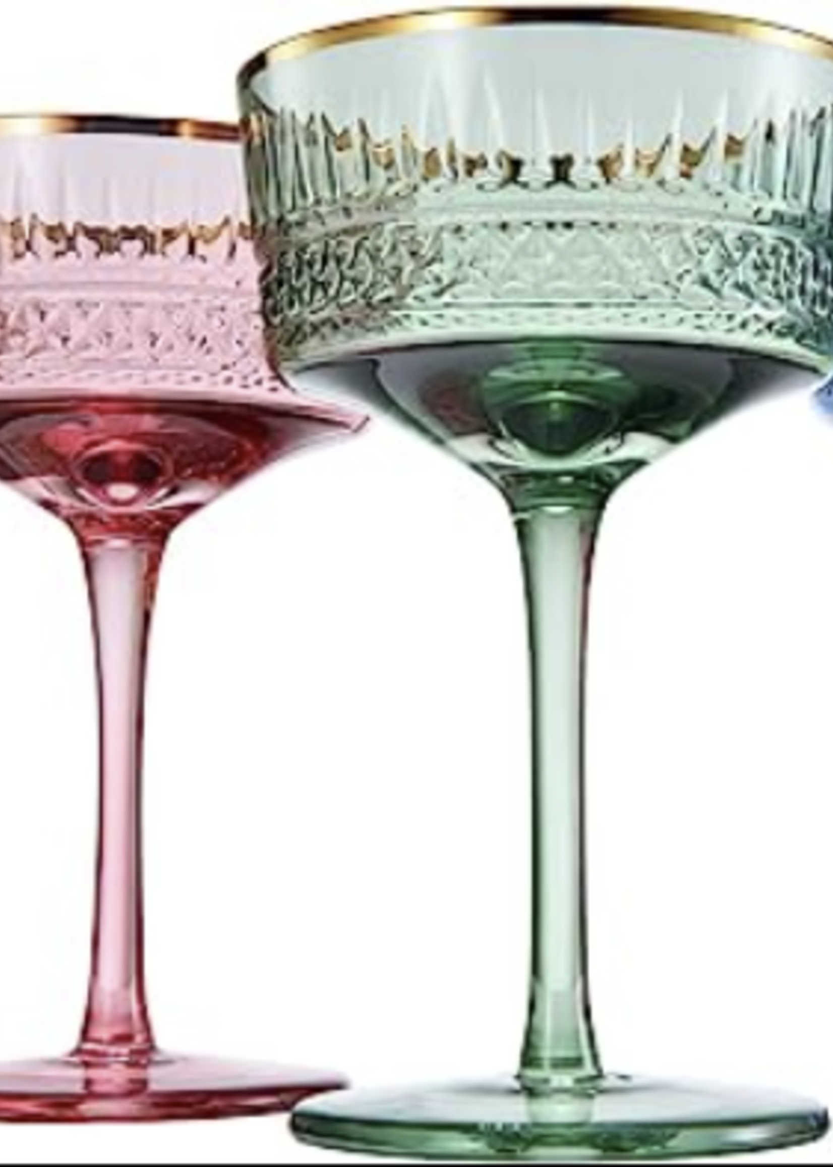 The Wine Savant Vintage Pastel Coupe, Glasses | Set of 4 | 9.5 oz