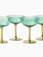 The Wine Savant Colored Coupe Art Deco Glasses, Gold | Set of 4 | 12 oz