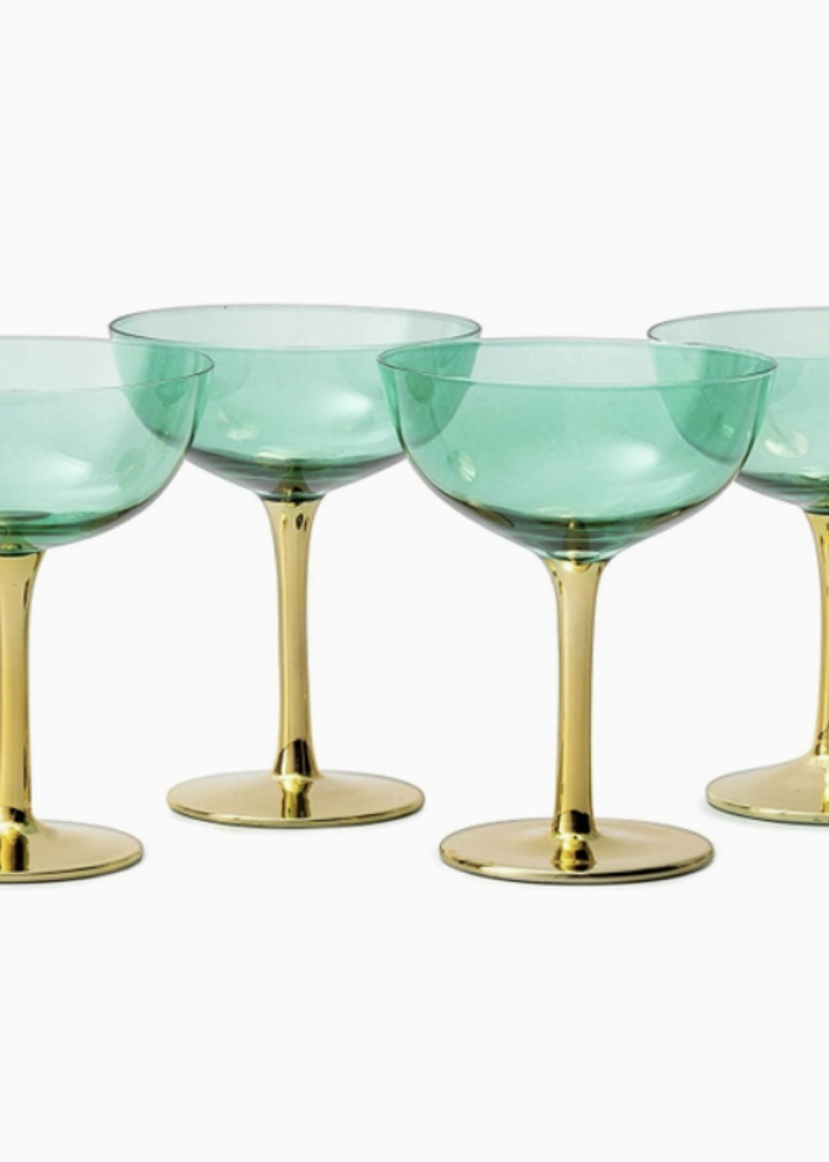 The Wine Savant Colored Coupe Art Deco Glasses, Gold | Set of 4 | 12 oz