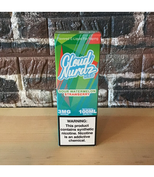 3mg Iced Sour Watermelon Strawberry Cloud Nurdz - 100ml