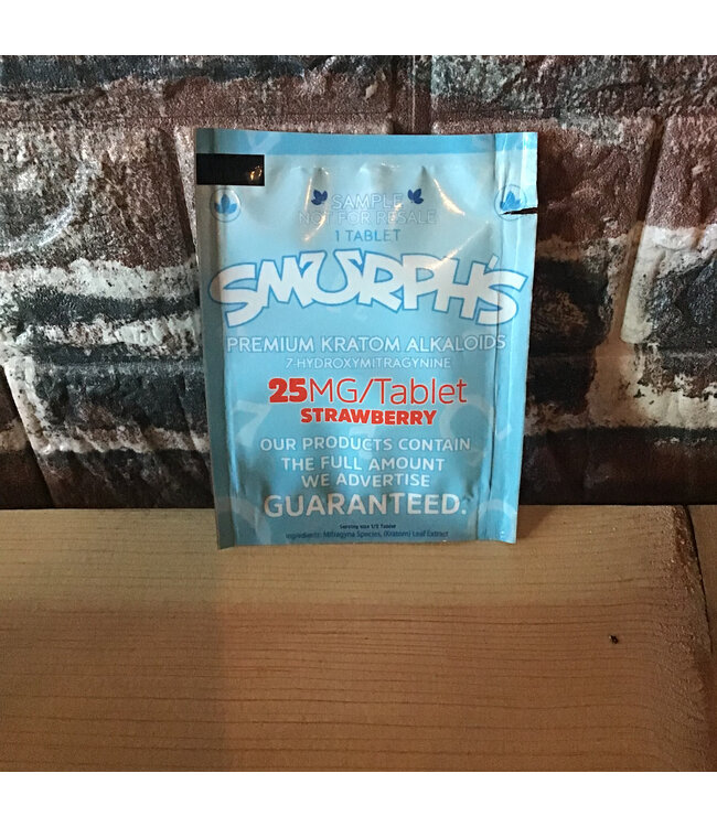 Smurph's Premium Kratom Alkaloids Strawberry 25mg 1 Tablet