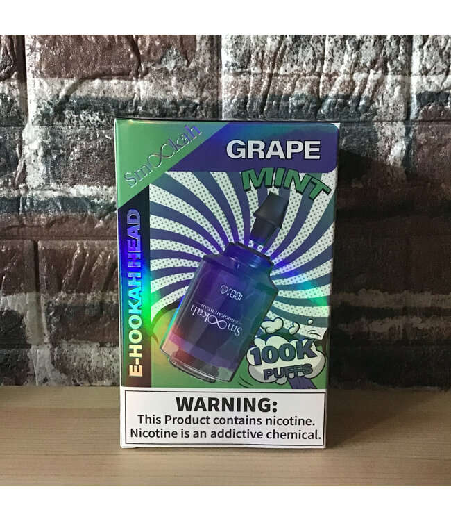 Smookah 2n1 Disposable Hookah Head 100k Grape Mint