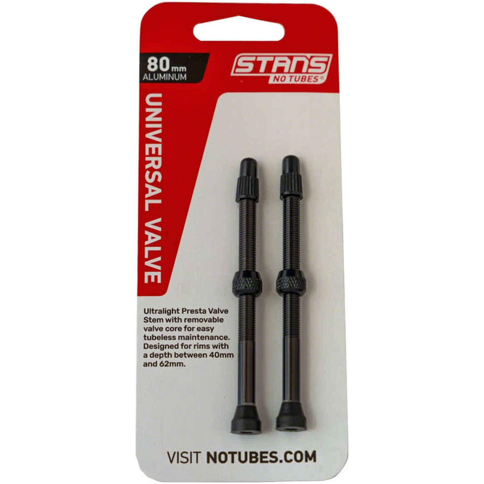 Stan's No Tubes Stan's NoTubes Alloy Valve Stems - 80mm Pair Black