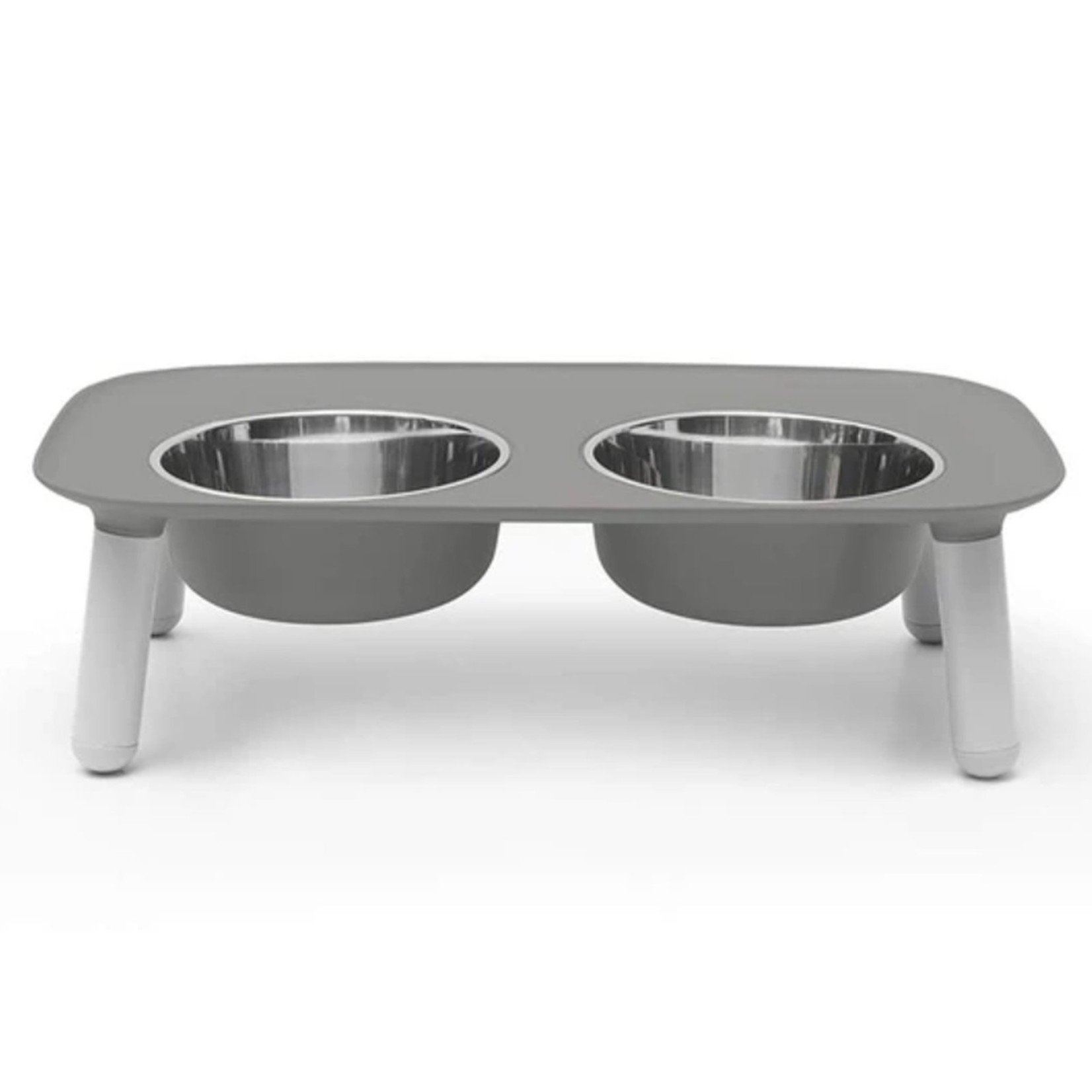 Messy Mutts FEEDER ELEVATED W/SS BOWLS DOUBLE DINER GRAY 5 CUP