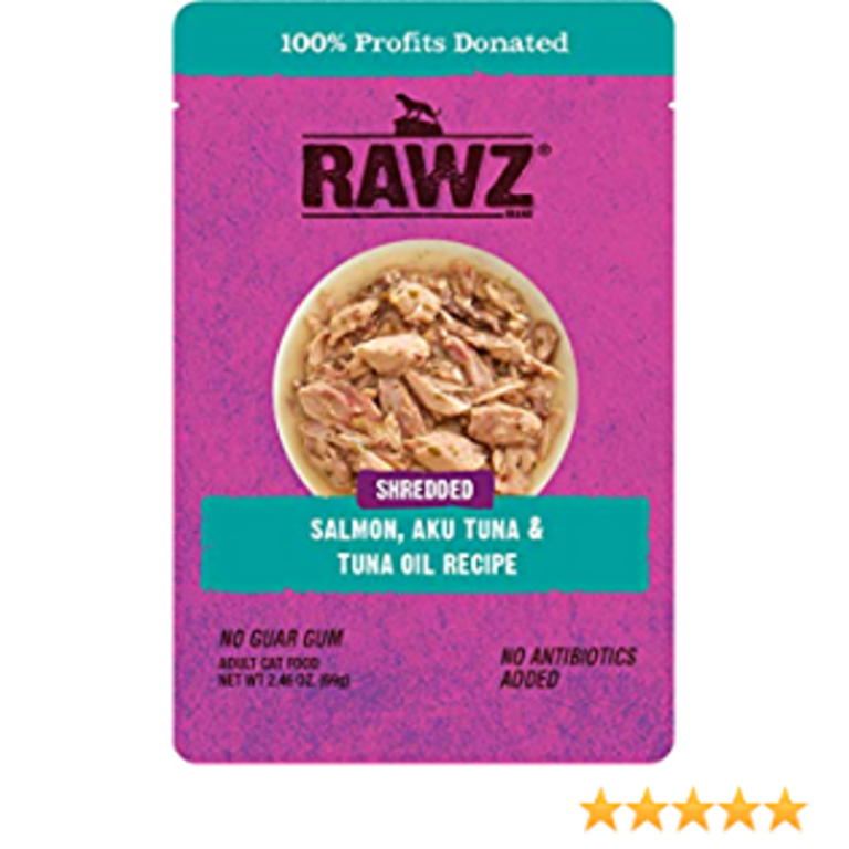 Rawz RAWZ CAT SHREDDED SALMON, AKU TUNA POUCH