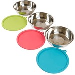 Messy Mutts Messy Mutts S/S BOWL SET MEDIUM 6 PC 3 BOWLS 3 COVERS 1.5 CUP