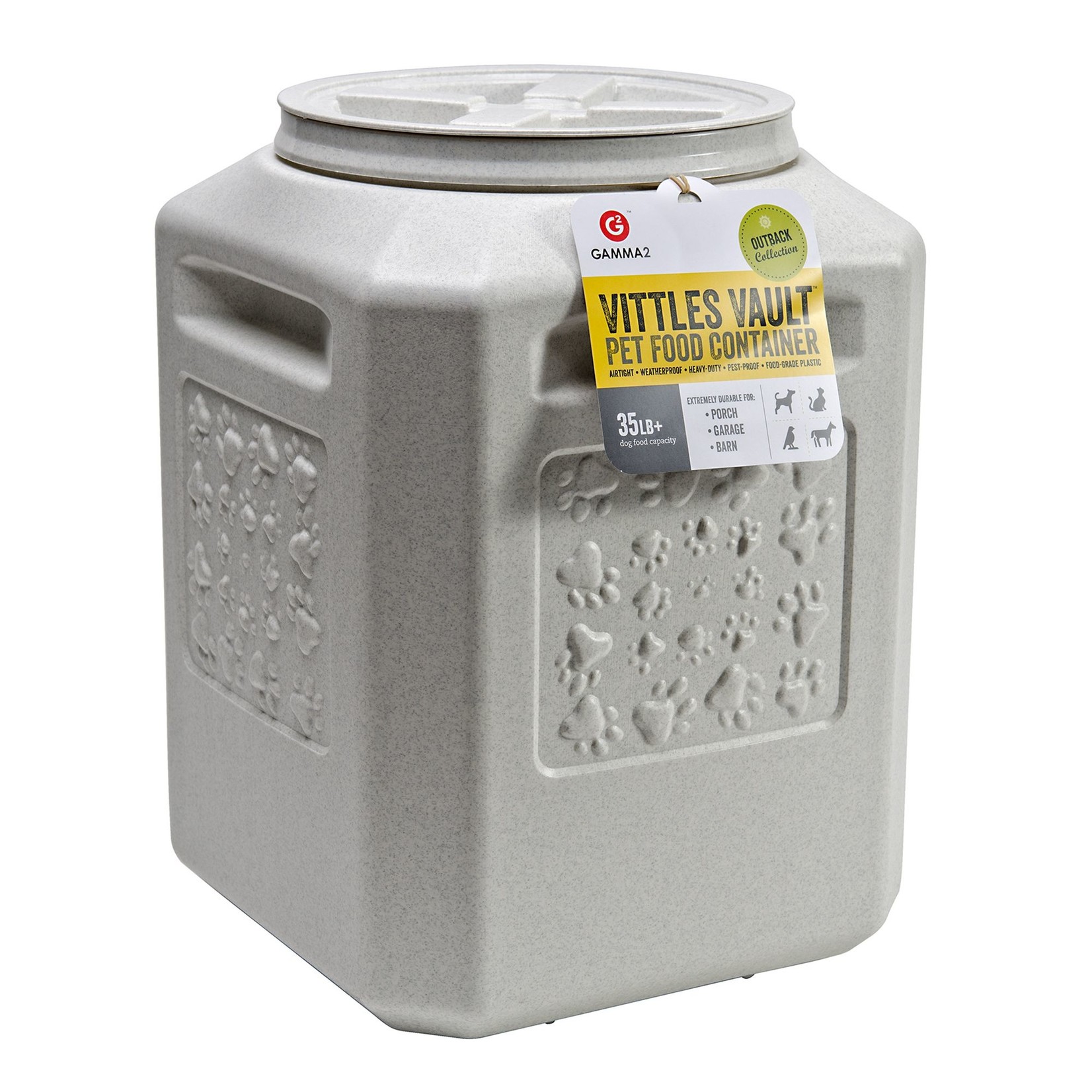 Petmate VITTLES VAULT OUTBACK PAW PRINTS 25  12X12X13 TALL
