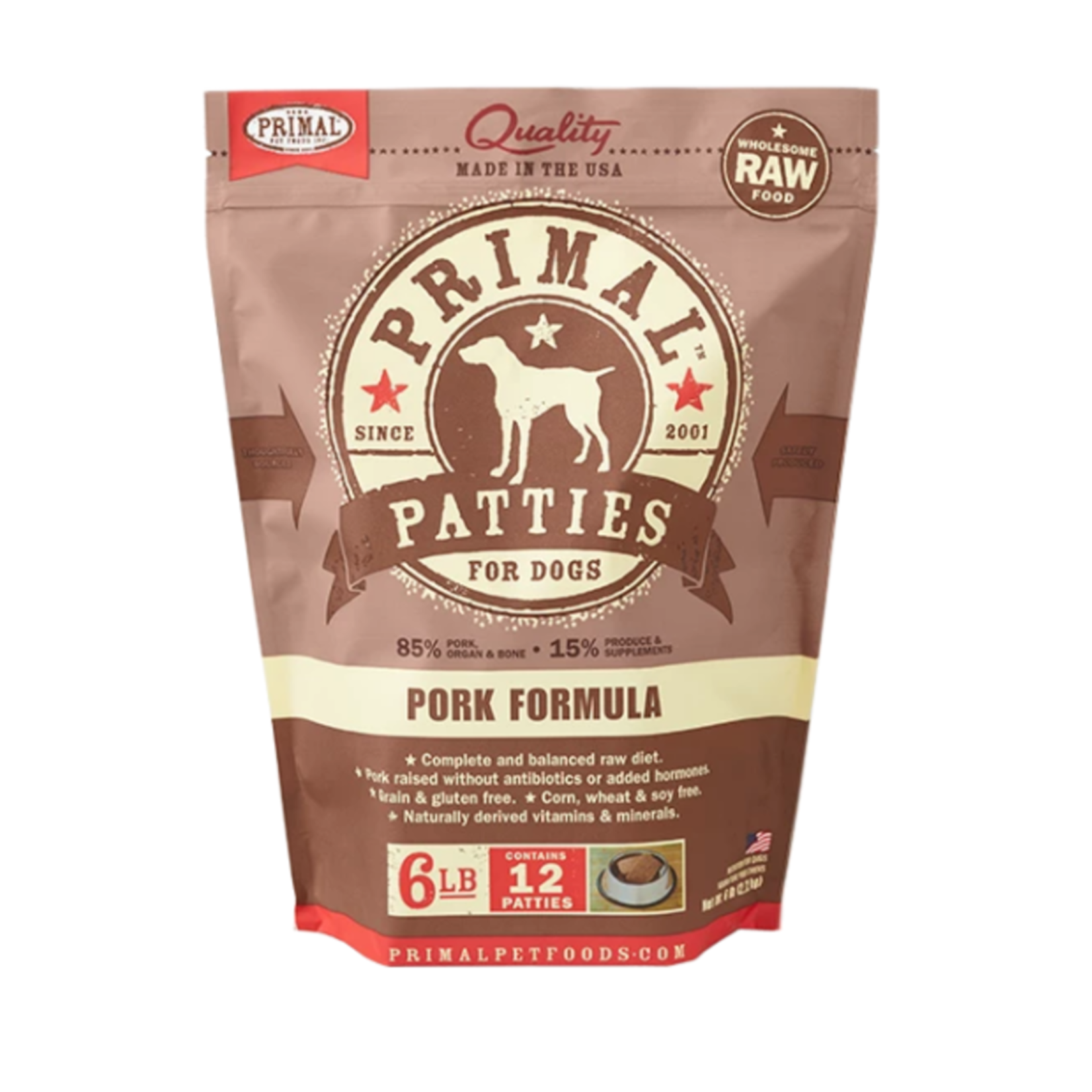 Primal PRIMAL FROZEN CANINE PATTIES PORK 6#