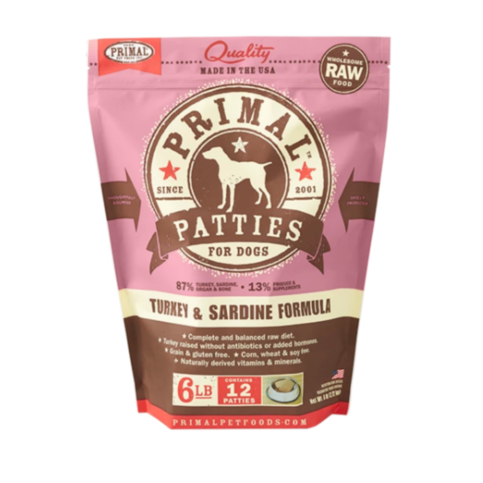 Primal PRIMAL FROZEN CANINE PATTIES TURKEY SARDINE 6#