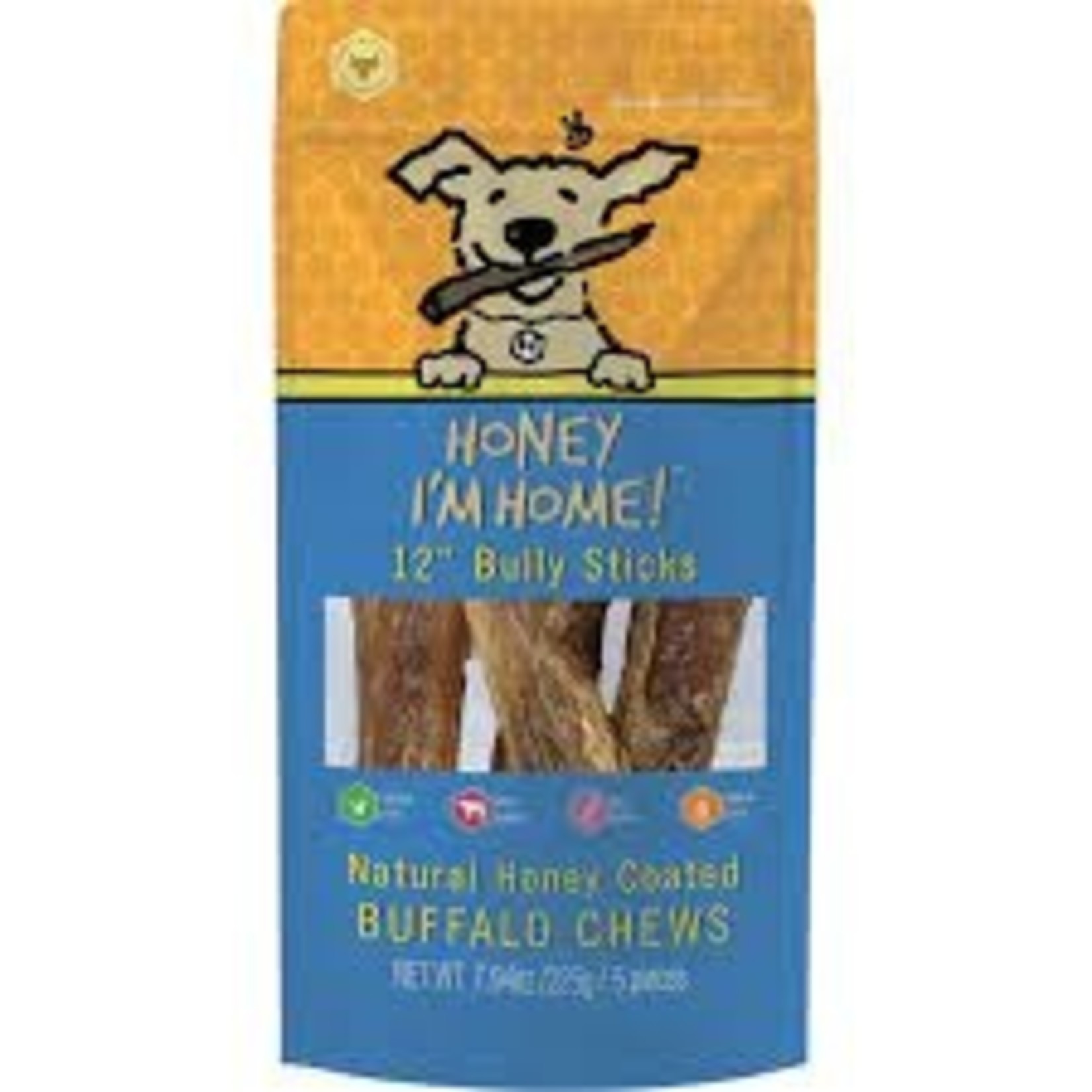 HIH HIH HONEY COATED BUFFALO CHEWS BULLY STICK 12"