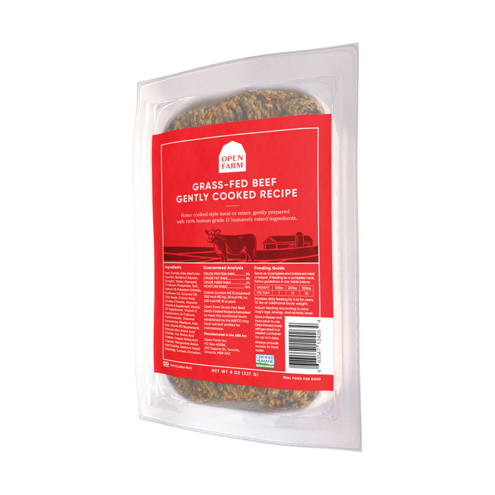 Open Farm OPEN FARM FROZEN GENTLY COOKED BEEF 8 OZ