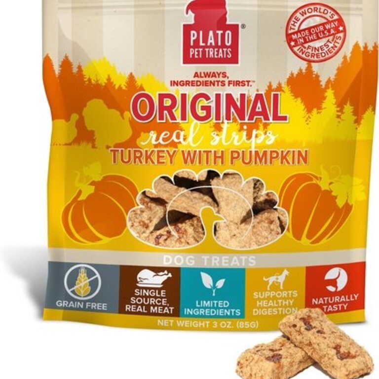 Plato PLATO ORIGINAL REAL STRIPS TURKEY & PUMPKIN 6 OZ