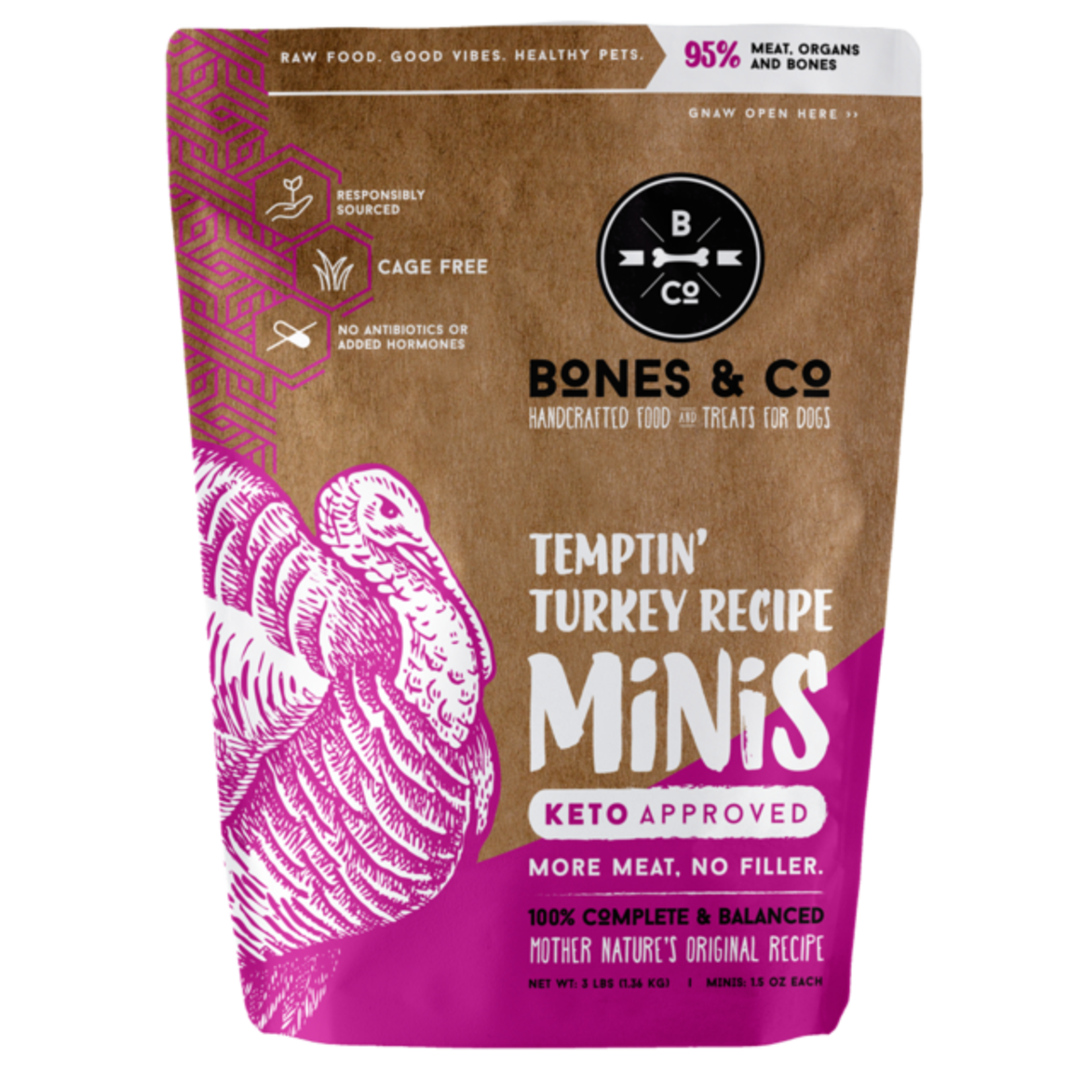 Bones & Co. BONES & CO FRZN DOG FOOD TURKEY MINIS 3#