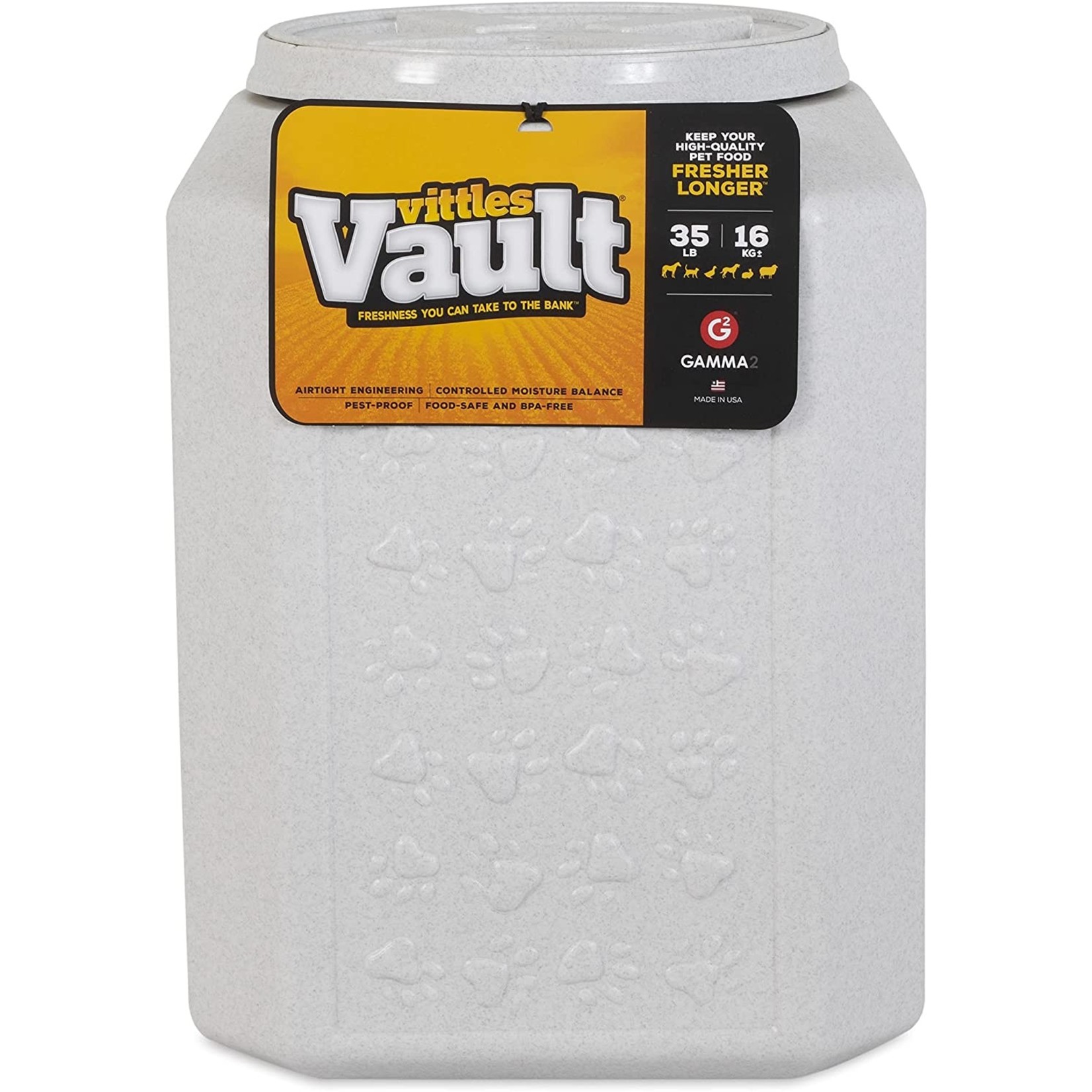 Petmate VITTLES VAULT OUTBACK PAW PRINTS 35 12X12X17 TALL