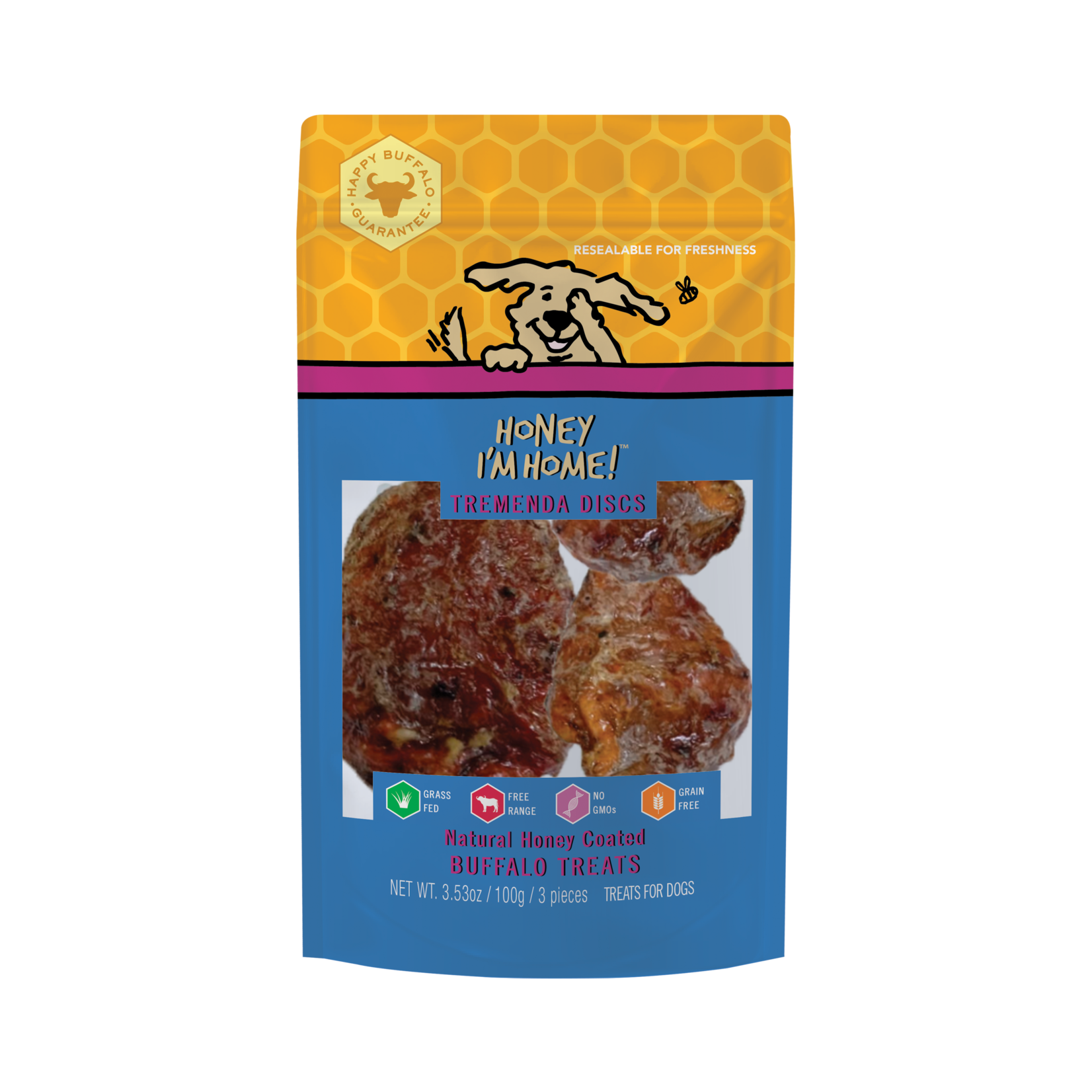 HIH HIH HONEY COATED BUFFALO TREATS TREMENDA DISCS 3CT