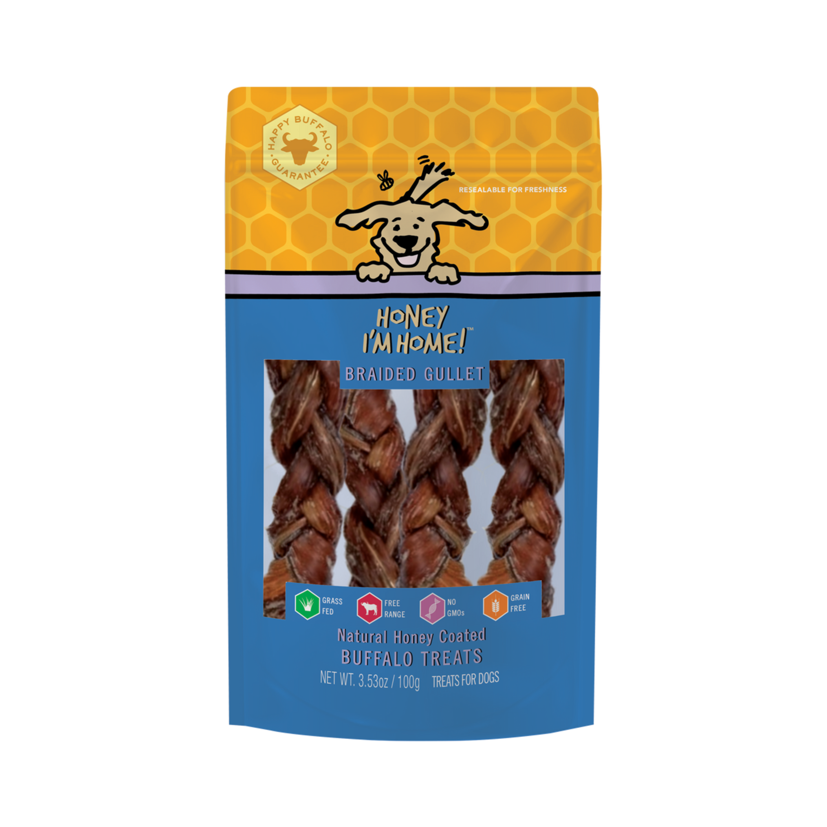 HIH HIH HONEY COATED BUFFALO TREATS BRAIDED GULLET