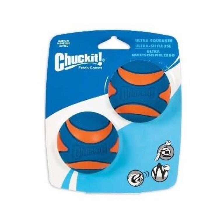 Chuckit CHUCKIT ULTRA SQUEAKER BALL 2 PK MEDIUM