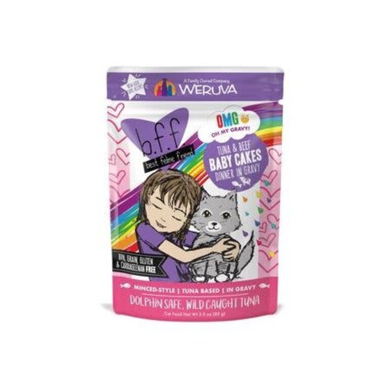 Weruva WERUVA BFF OMG POUCH 3 OZ TUNA & BEEF BABY CAKES 12/TR