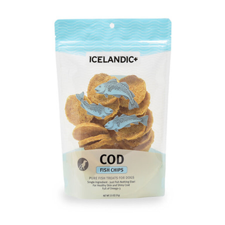 Icelandic Plus Dog Treat Cod Fish Chips 2.5oz bag
