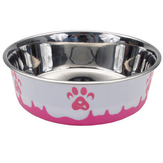 Coastal BOWL MASLOW NON-SKID PAW  DESIGN 13OZ PINK