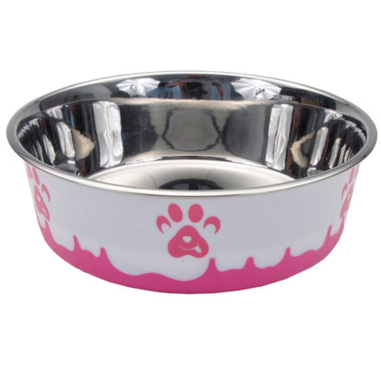 Coastal BOWL MASLOW NON-SKID PAW  DESIGN 13OZ PINK