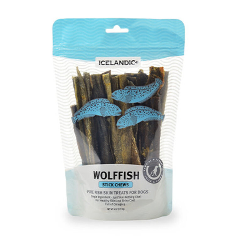 Icelandic Icelandic Plus Dog Treat Wolffish Skin Stick Chews 4oz. bag