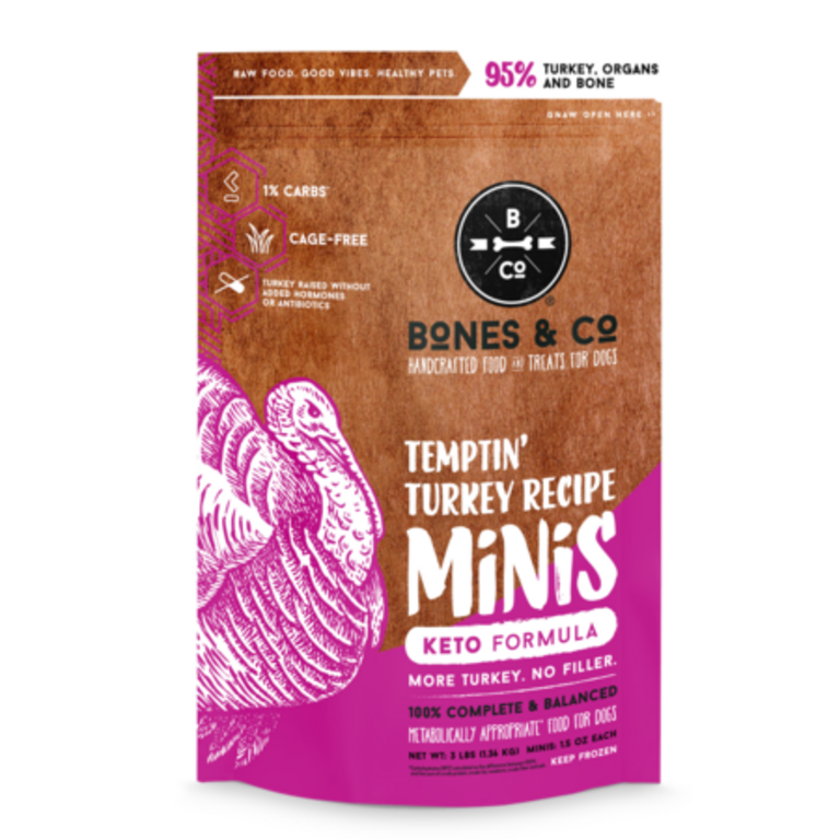 Bones & Co. BONES & CO FRZN DOG FOOD TURKEY MINIS 3#