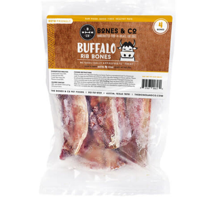 Bones & Co. BONES & CO FRZN BUFFALO RIB BONES 5" 4PK