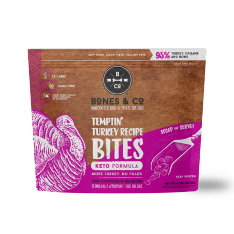 Bones & Co. BONES & CO FRZN DOG FOOD TURKEY BITES 4#