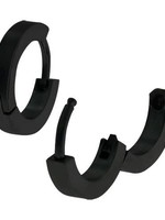 INOX Black Plated Plain Huggies Earrings