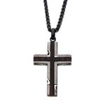INOX Black plated Stainless Steel Damascus cross with Ebony Wood Inlay