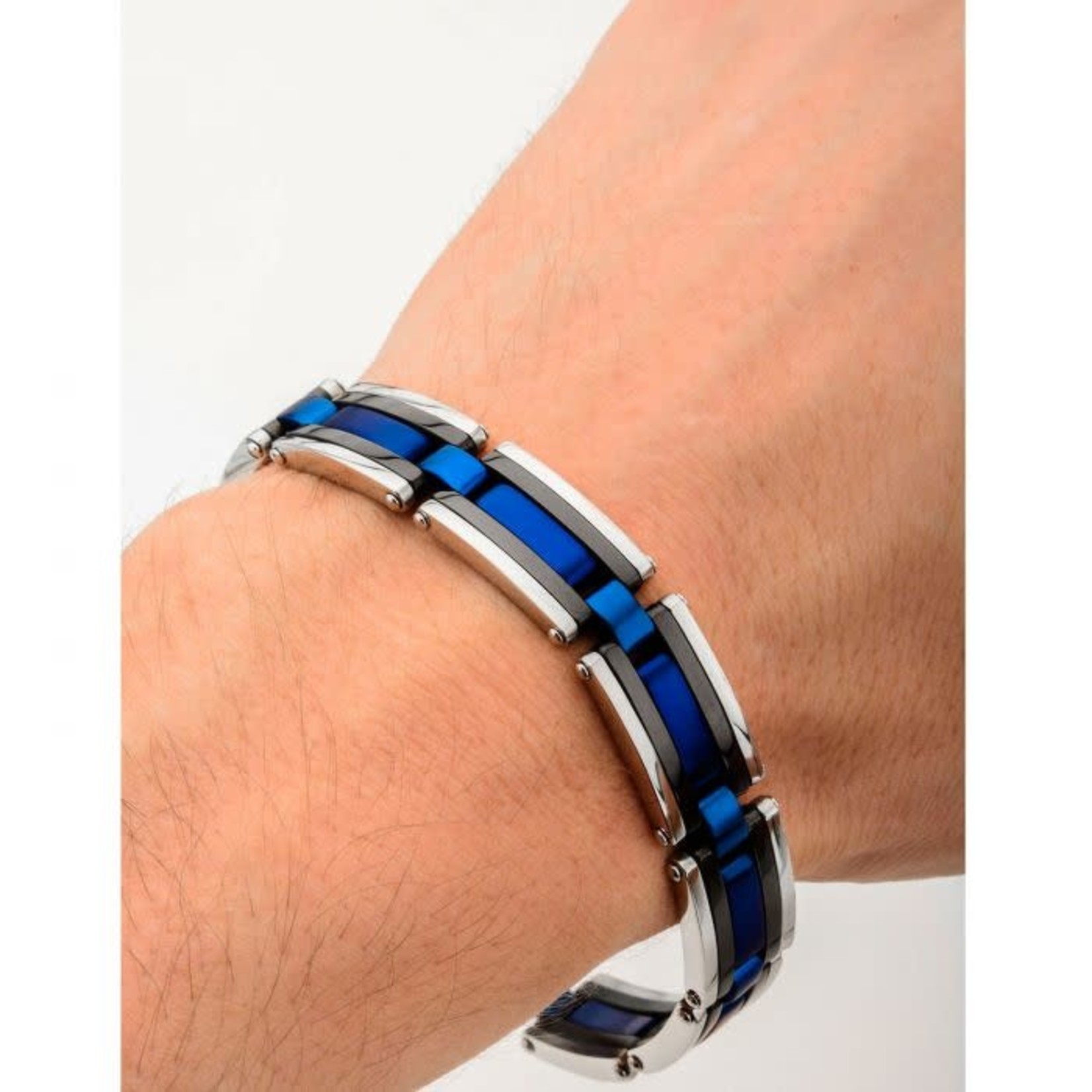INOX Black, Blue Plated & Steel Links Bracelet