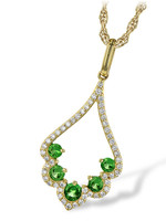 ALLISON-KAUFMAN COMPANY 14KY Green Garnet and Diamond Pendant w/ Chain