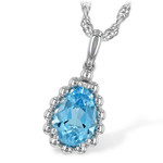 ALLISON-KAUFMAN COMPANY 14KW Teardrop/Pear Shaped Blue Topaz Pendant w/Chain