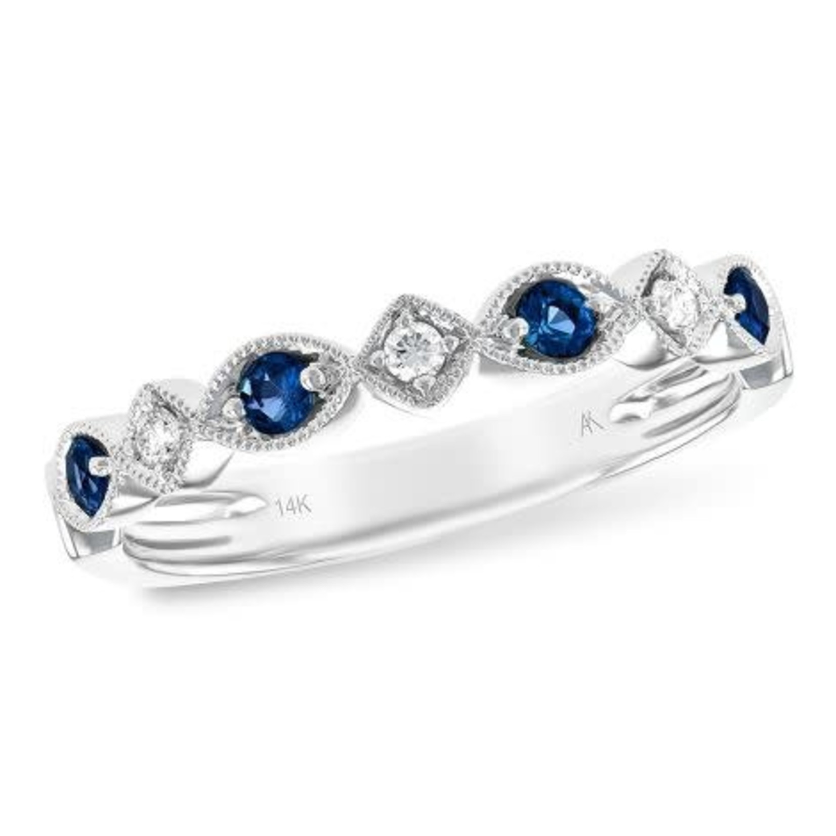 ALLISON-KAUFMAN COMPANY Ladies 14KW Sapphire & Diamond Band