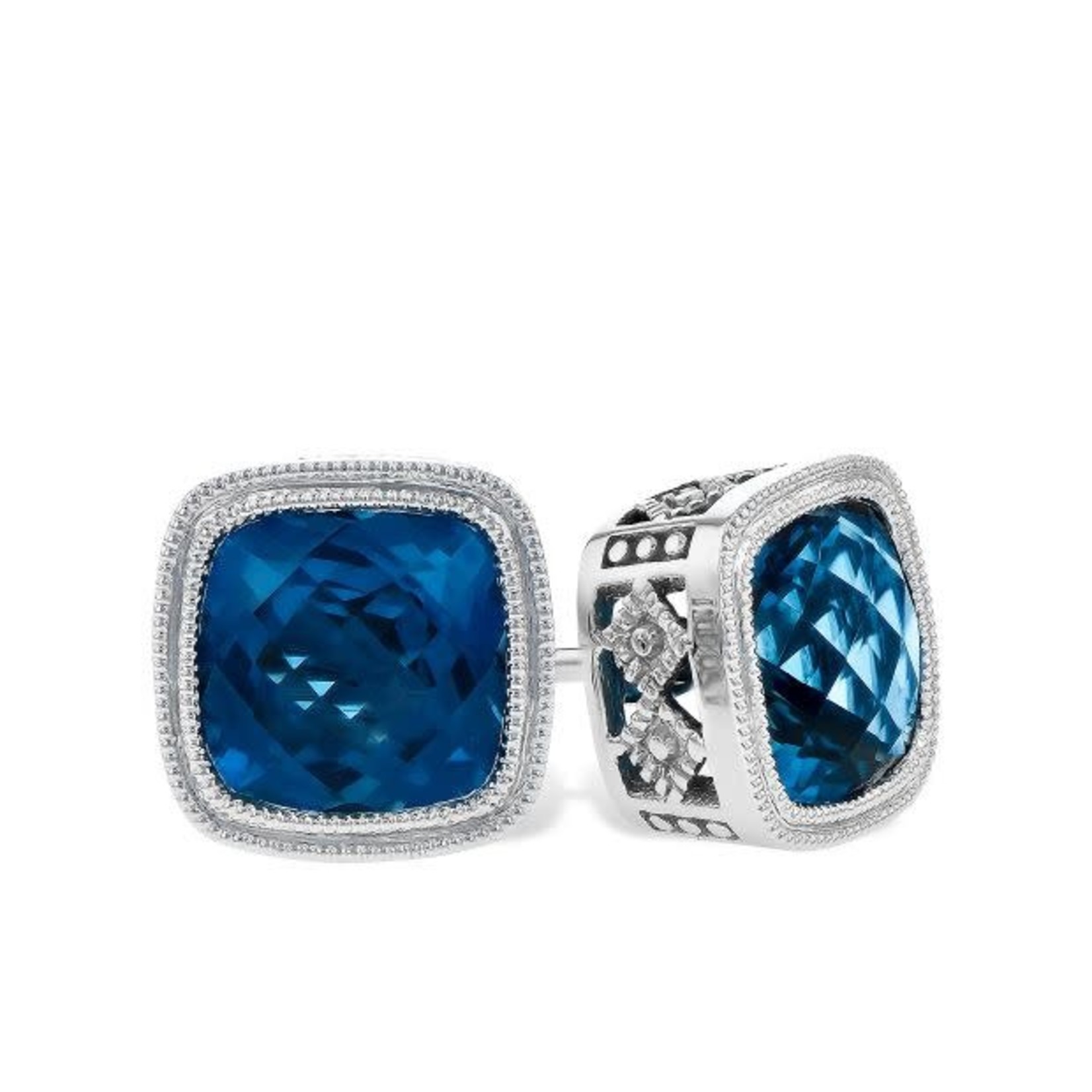 ALLISON-KAUFMAN COMPANY 14KW Cushion Cut London Blue Topaz Earrings