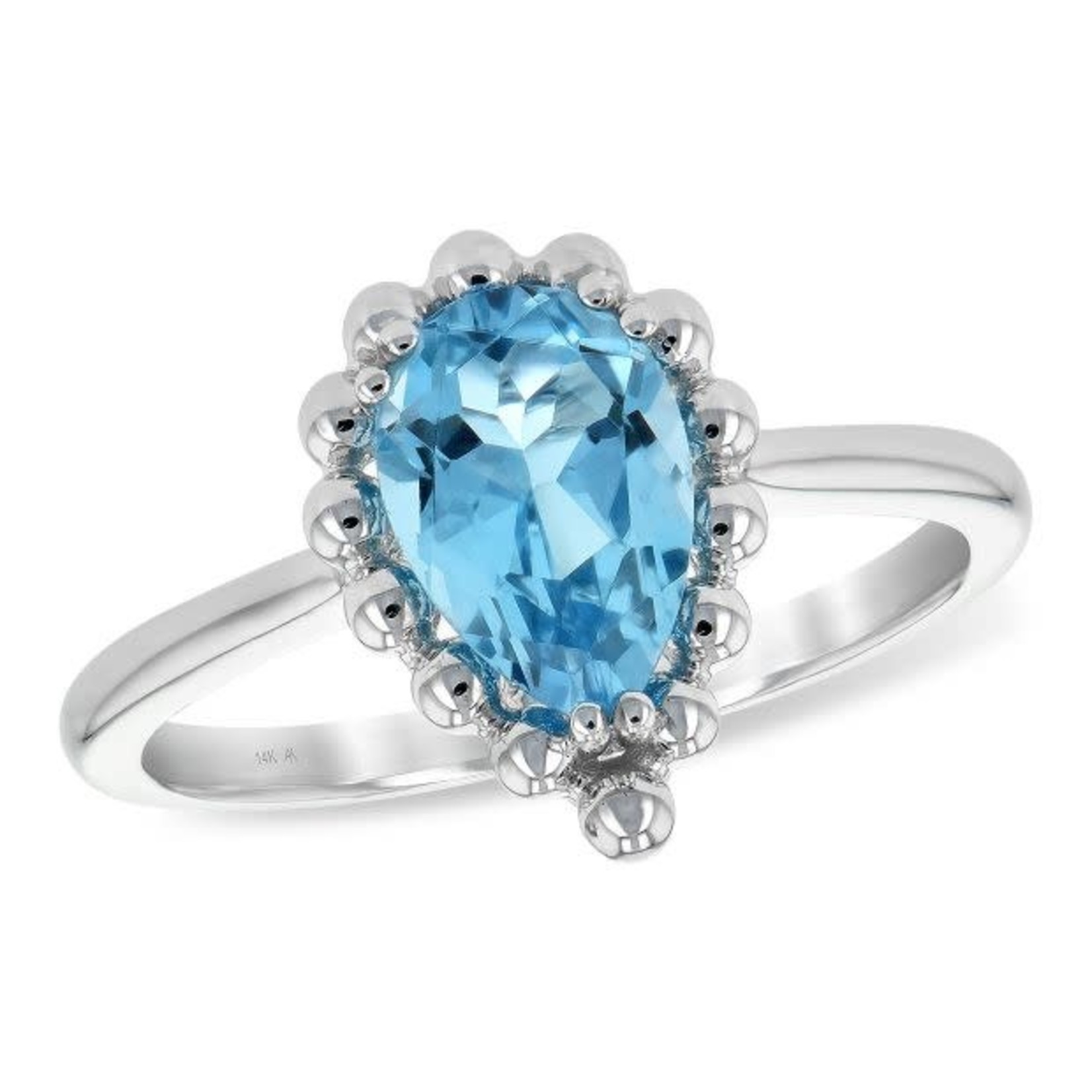 ALLISON-KAUFMAN COMPANY 14KW Teardrop/Pear Shaped Blue Topaz Ring