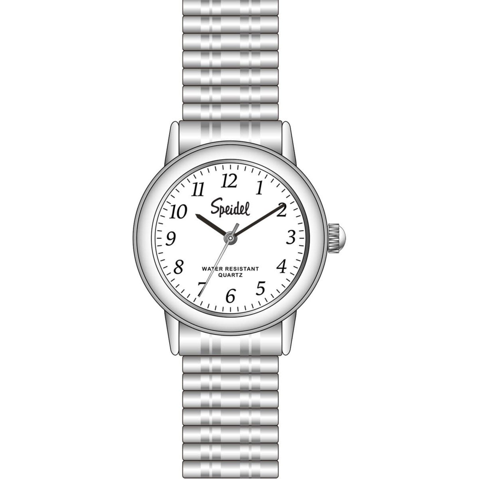 SPEIDEL INC. Ladies Speidel Silver/White Easy To Read Twist-O-Flex Watch