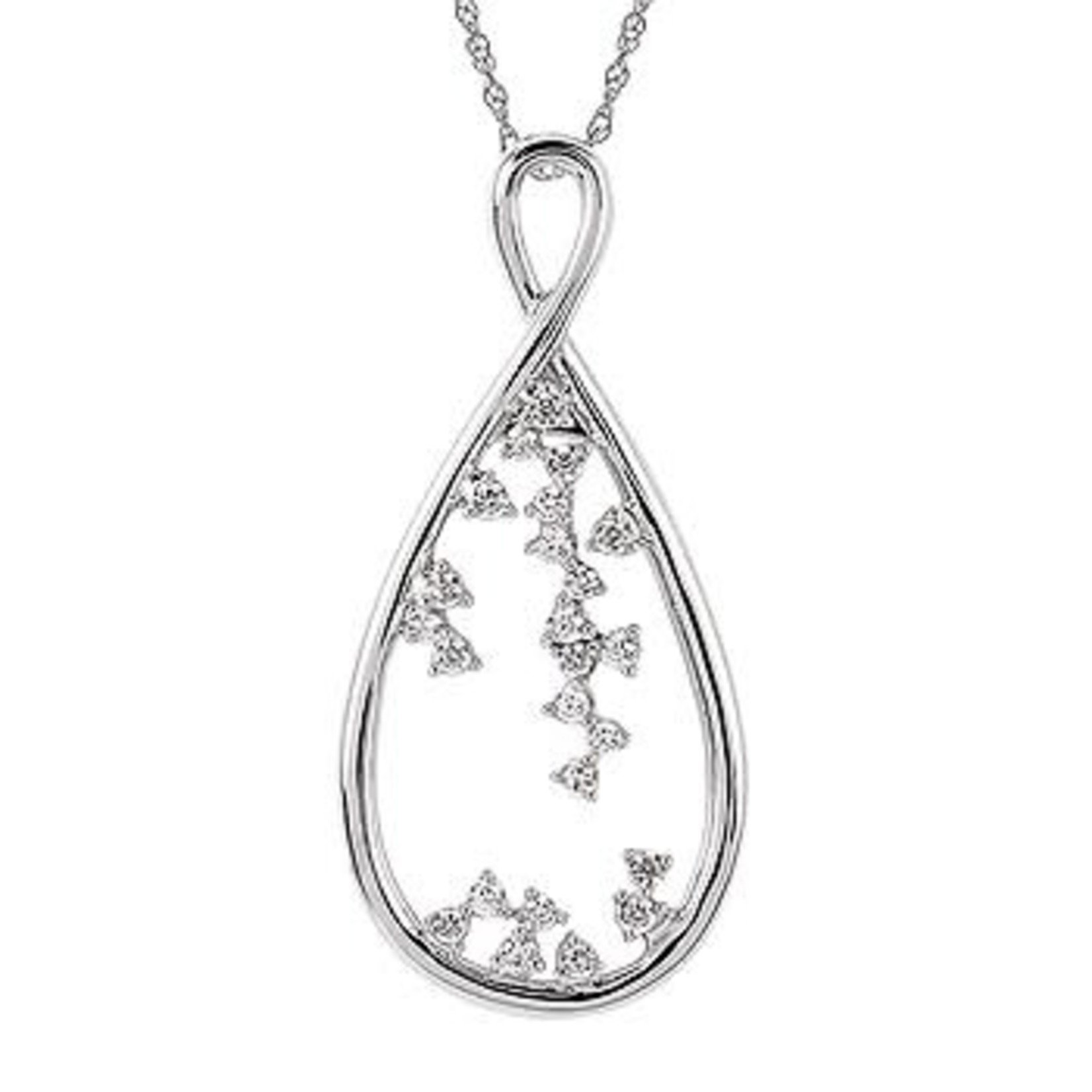 OSTBYE & ANDERSON 14KW Scattered Diamond Pear Shaped Pendant w/chain 0.20CTTW