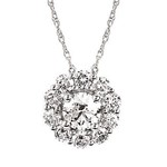 OSTBYE & ANDERSON 14KW Lab-Created Diamond Halo Pendant w/Chain 1.02CTTW
