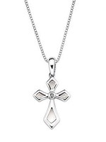 OSTBYE & ANDERSON Sterling Silver Diamond Cross Pendant w/Chain