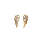 KELLY WATERS INC. Sterling Silver Gold Plated Angel Wings Earrings w/Simulated Diamonds