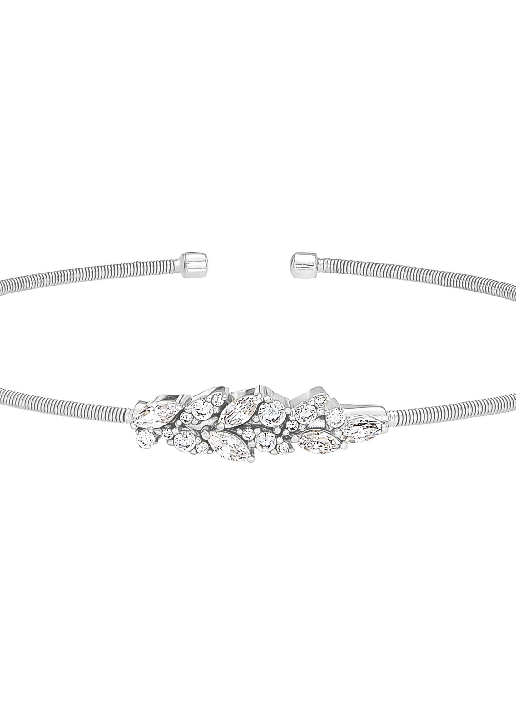KELLY WATERS INC. Sterling Silver Leaf Pattern Simulated Diamond Cuff Bracelet