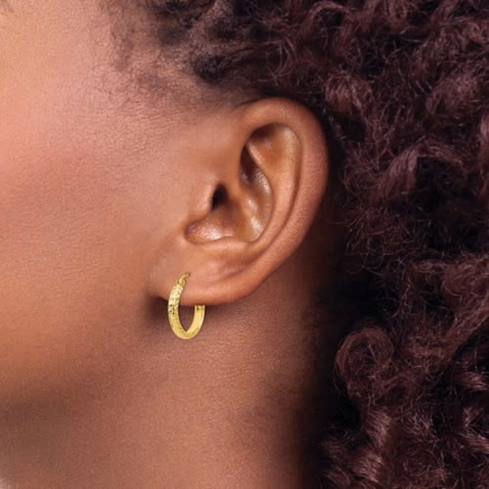 QUALITY GOLD OF CINCINNATI INC 14K 2.8x15mm Diamond Cut Hoop Earrings